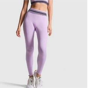PINK Victoria’s Secret Lilac Purple High-Waisted Leggings Stripe Size XL NWOT